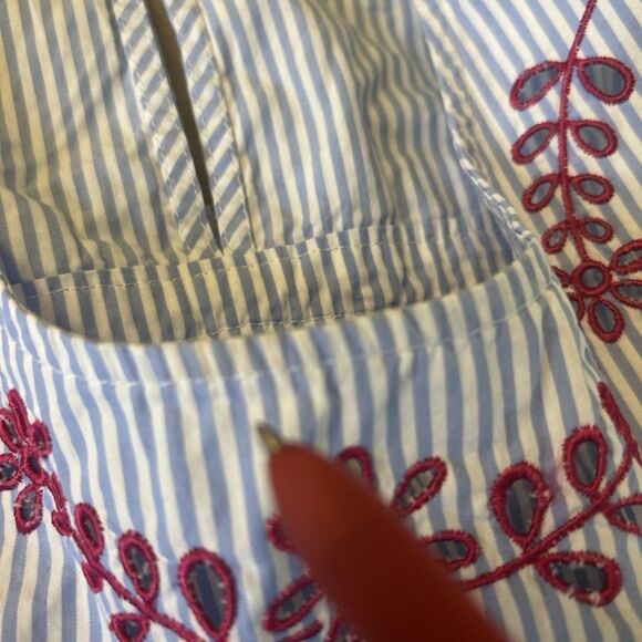 Cupio Dress Size Large Cotton blue white red Flawed Stained see descrition - Picture 7 of 8